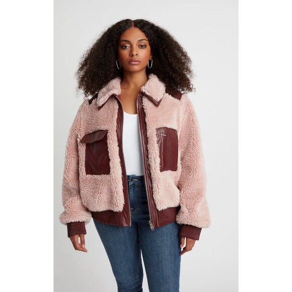 Choosy NWT Luxurious Winter Chic Vintage 90s Streetwear Teddy Fur Bomber Jacket - Picture 3 of 11